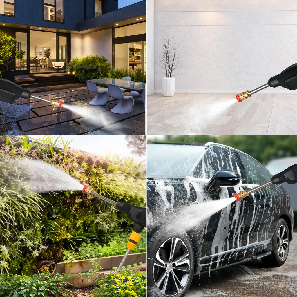 HydroJet Pro 48V – Hidrolavadora Inalámbrica Potente con 2 Baterías | Limpia tu Auto y Hogar en Minutos