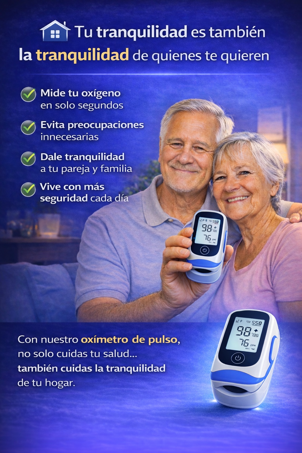 Oxímetro Digital Pro | Medición de Oxígeno y Pulso en Segundos
