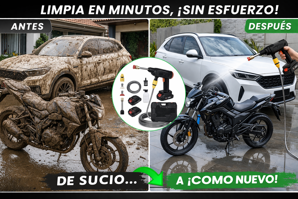 HydroJet Pro 48V – Hidrolavadora Inalámbrica Potente con 2 Baterías | Limpia tu Auto y Hogar en Minutos