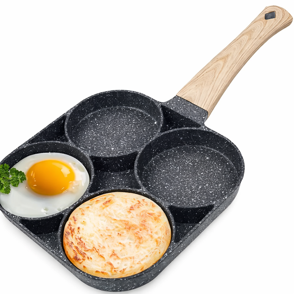 Sartén Antiadherente 4 en 1 – Ahorra tiempo y gas  4 espacios