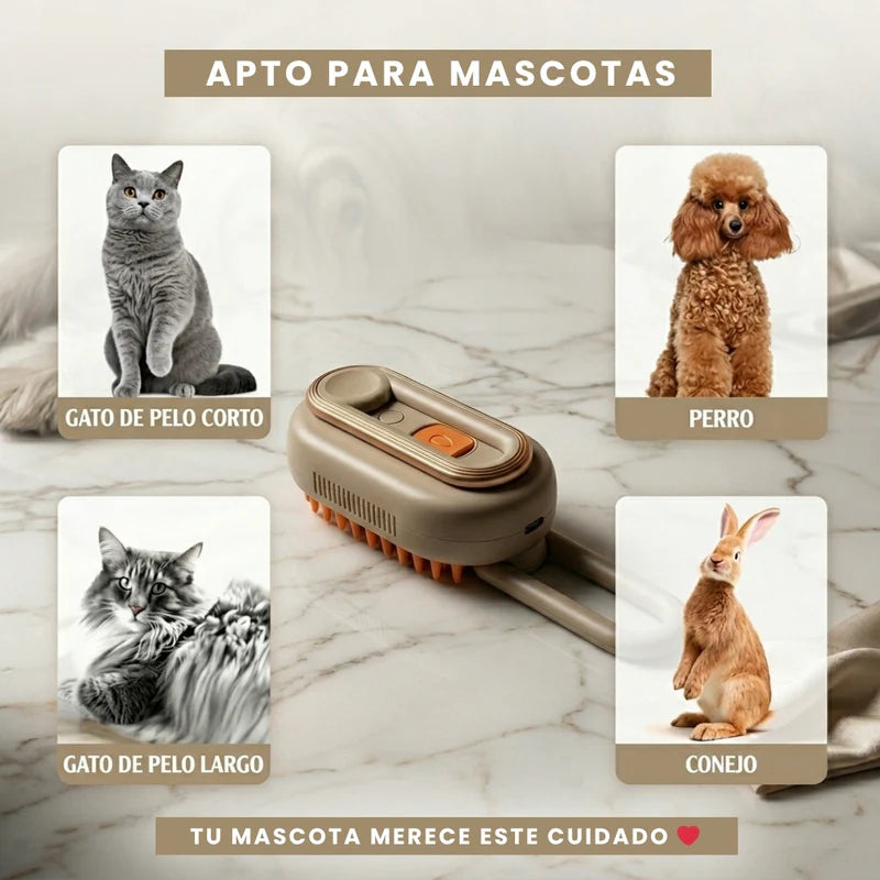 PetSteam Pro™ – Cepillo Premium 3 en 1 para Mascotas con Vapor