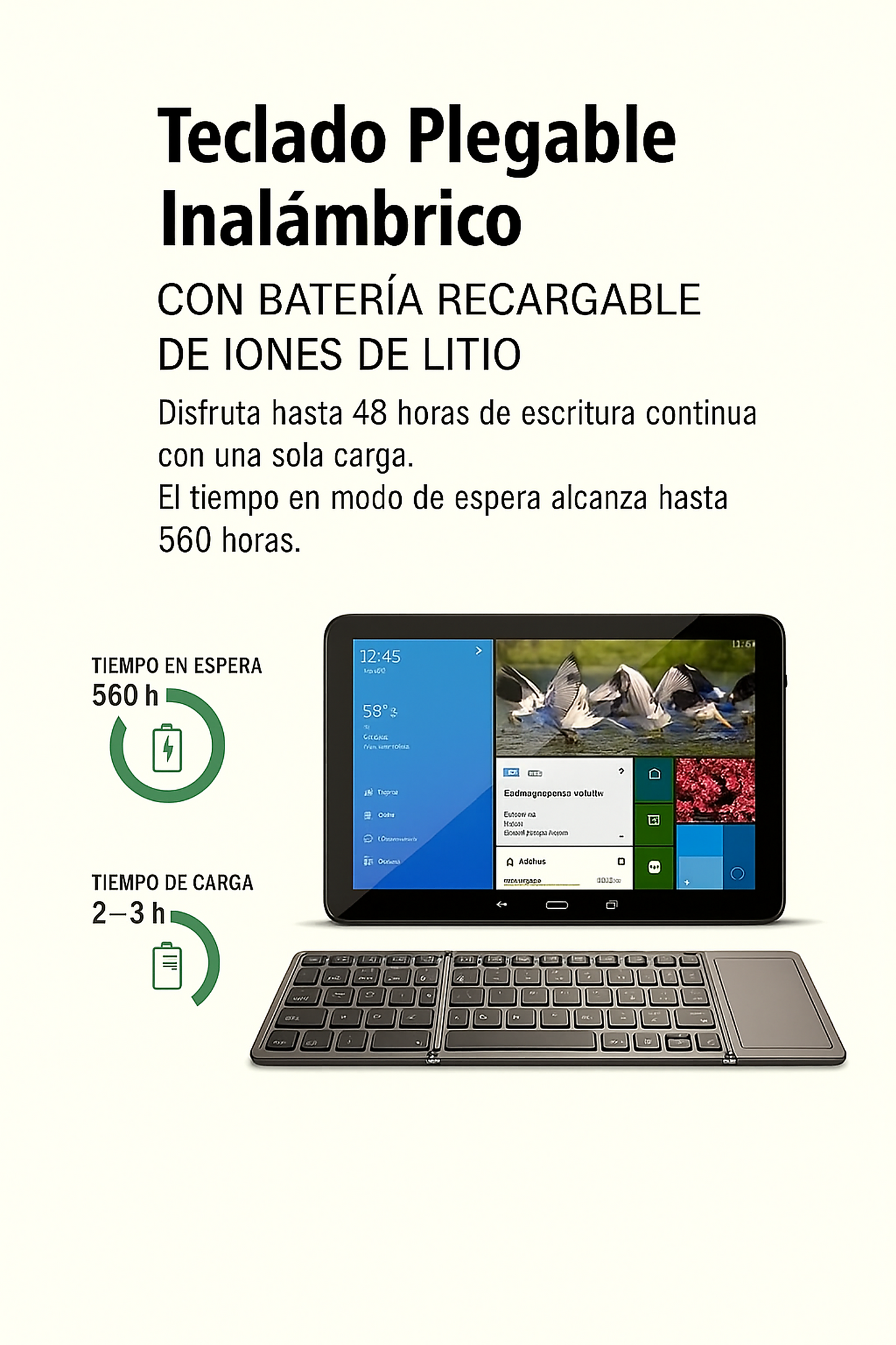 Teclado Portatil Plegable Ultrafino Black